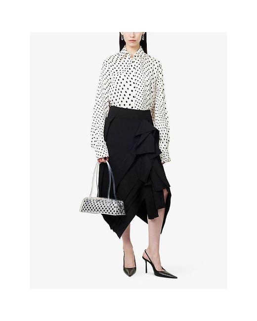 Stella McCartney White Polkadot Oversized Satin Shirt