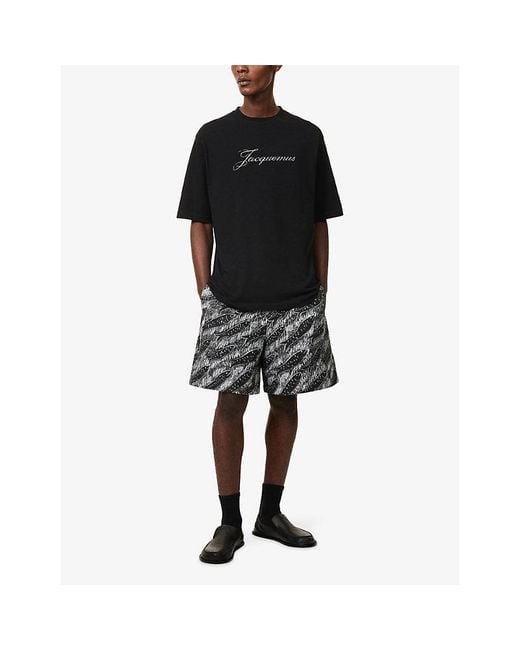 Jacquemus Black Le Logo-Print Cotton And Hemp-Blend T-Shirt for men
