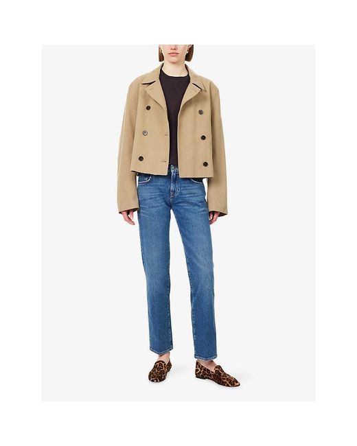 7 For All Mankind Blue Calie Straight-Leg Cotton Denim Jeans