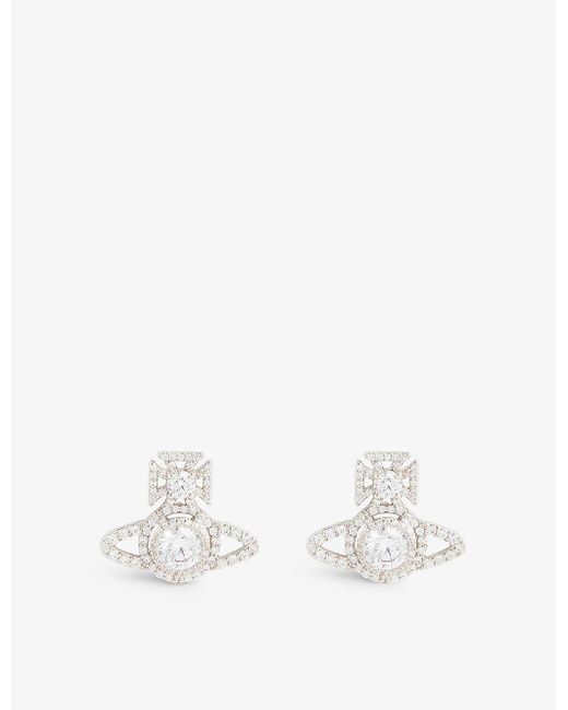 Vivienne Westwood White Norabelle Brass And Cubic Zirconia Earrings