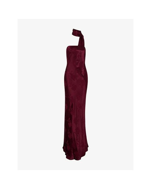 OMNES Red Myla Floral-Jacquard Woven Maxi Dress