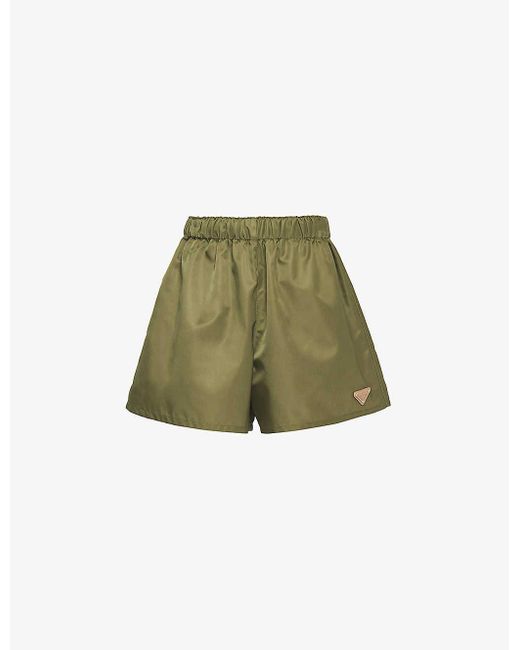 Prada Green Re-nylon Logo-plaque Recycled-nylon Shorts 1