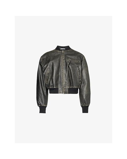 Acne Black Stand-collar Long-sleeve Leather Jacket