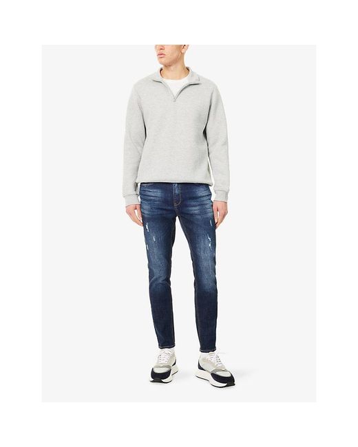 Arne White Essential Slim-Fit Half Zip Cotton-Blend Jumper for men