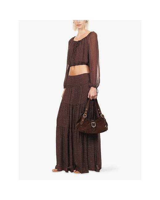 PAIGE Brown Capricorn Cropped Woven Blouse