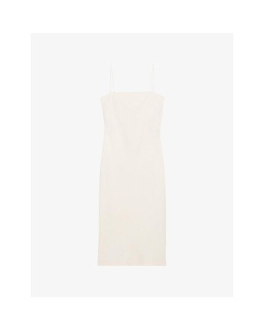 Claudie Pierlot White Straight-neck Slim-fit Woven Mini Dress
