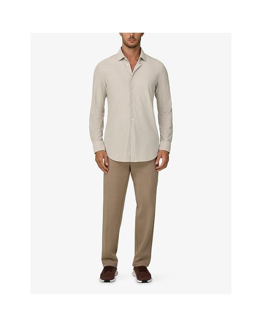 Boggi Natural Slim-Fit Long-Sleeved Stretch-Woven Shirt for men