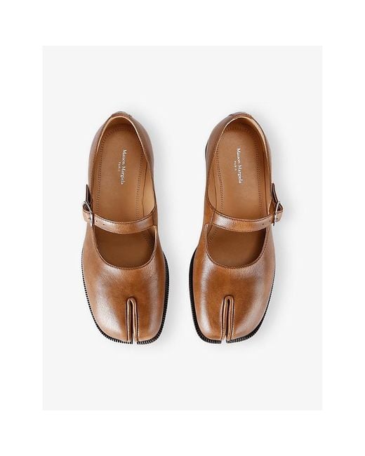 Maison Margiela Brown Tabi Mary Jane Leather Shoes