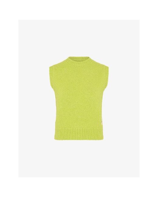 OMNES Yellow Riri Logo-Patch Knitted Vest