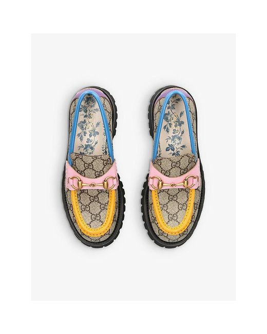 Horsebit GG Canvas Loafers in Multicoloured - Gucci