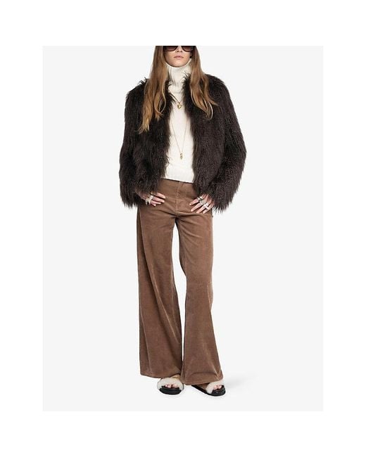 Zadig & Voltaire Black Freddie Single-Breasted Faux-Fur Coat