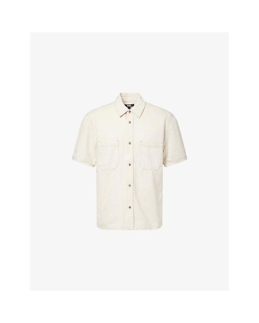 PAIGE White Saion Short-Sleeve Cotton And Linen Blend Denim Shirt for men