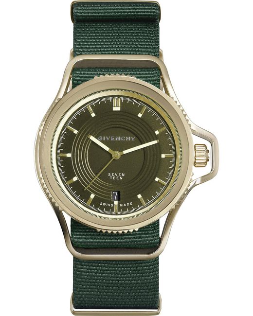 Givenchy Green Gy100181s03 Seventeen Yellow Gold-plated And Leather Watch for men