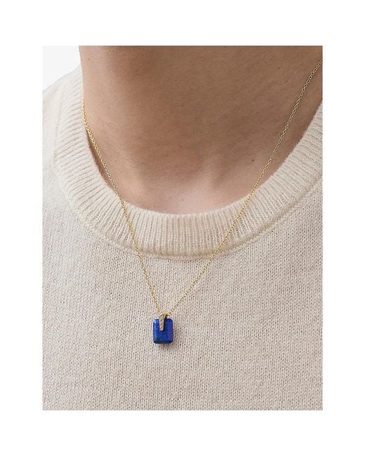 Astley Clarke Blue Deco 18Ct Vermeil, Lapis And Sapphire Pendant Necklace