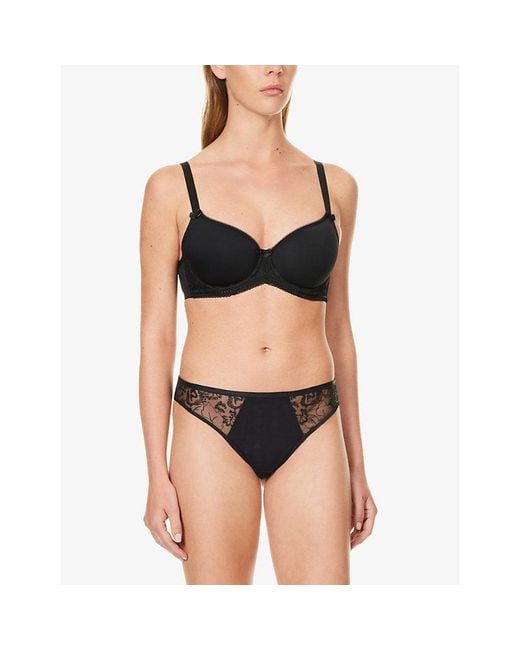 Panache Black Cari Spacer Picot Stretch-Woven T-Shirt Bra
