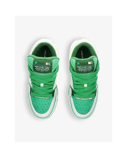 Amiri Green Ma-1 Panelled Leather Mid-top Trainers for men