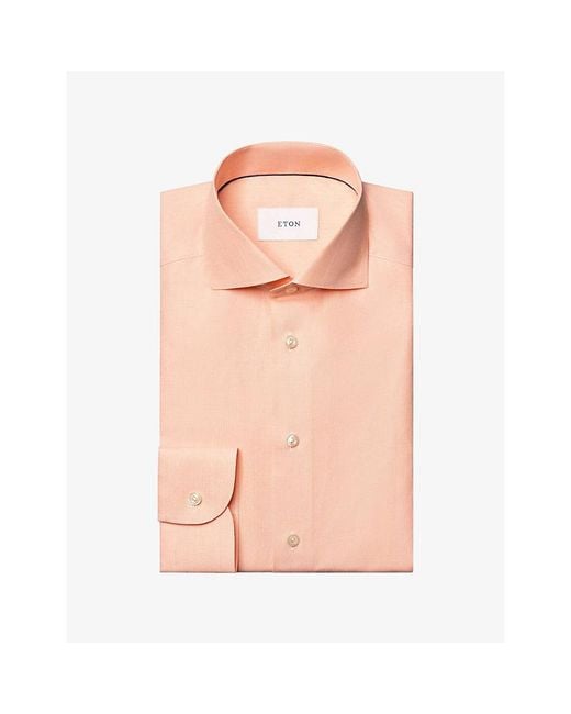 Eton of Sweden Pink End-On-End Breeze Slim-Fit Cotton-Poplin Shirt for men