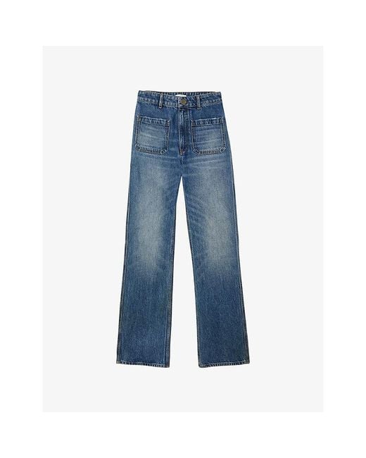Sandro Blue Slim-Fit Flared Denim Jeans