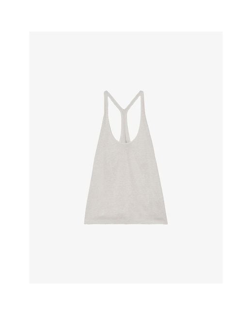 Reiss White Lidie Racer-Back Linen Vest