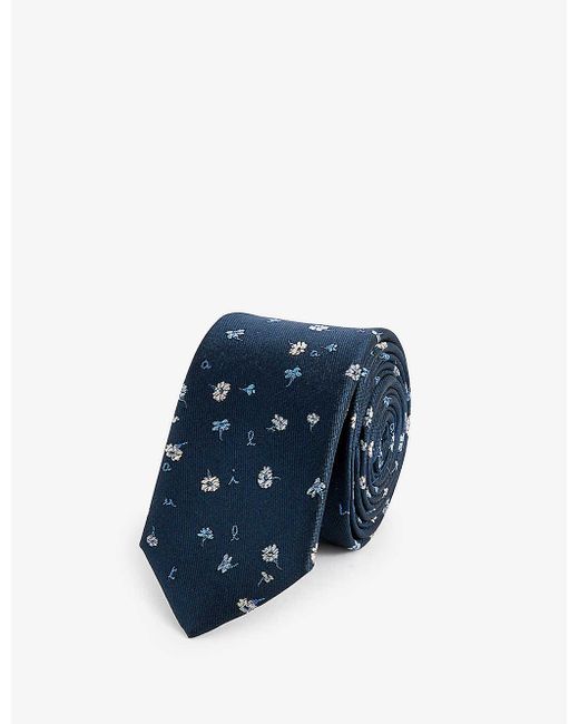 Paul Smith Letters Floral-print Silk Tie in Blue for Men | Lyst UK