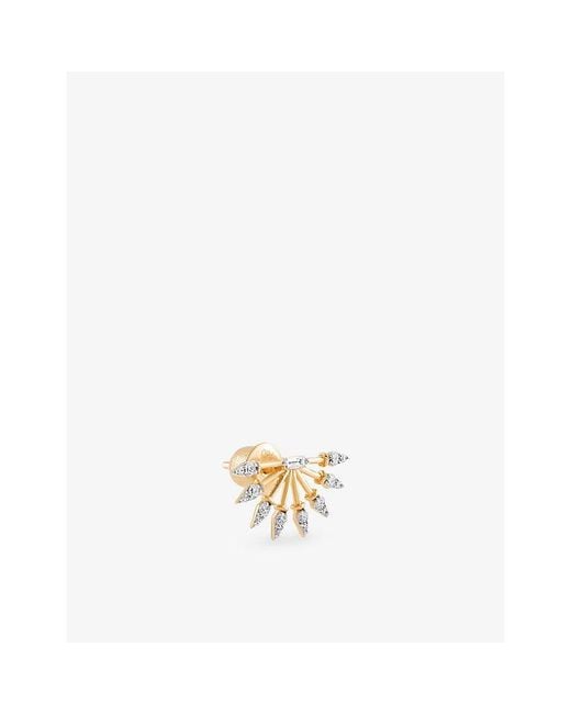 Kismet by Milka Metallic Curvature 0.04Ct Baguette-Diamond And 0.15Ct Diamond Stud Earring