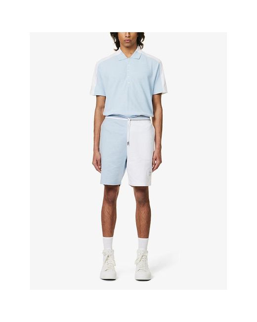 Thom Browne Blue Brand-patch Cotton Polo Shirt X for men