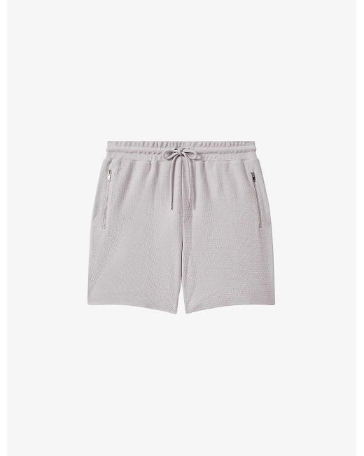 Reiss Gray Hester Textured-weave Cotton Shorts X for men