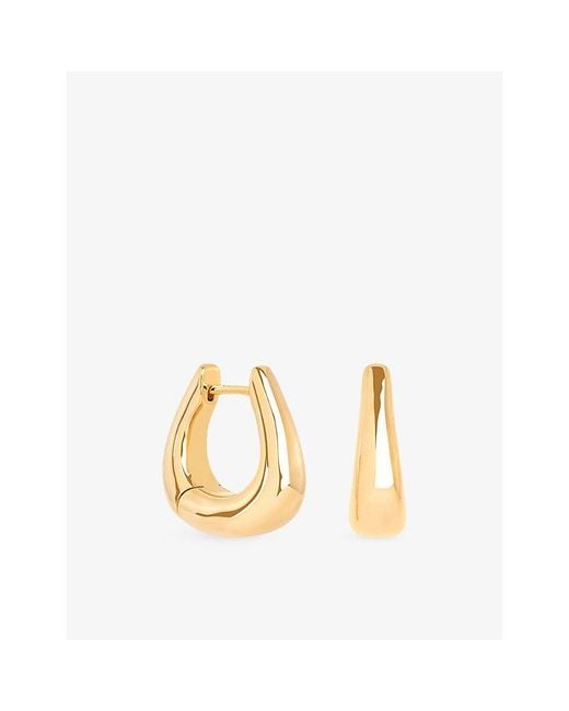 Astrid & Miyu Metallic Horseshoe 18Ct-Plated Brass Hoop Earrings