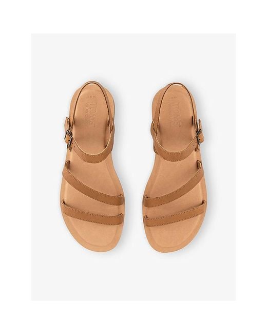 TOMS Brown Kira Ankle-Strap Leather Sandals