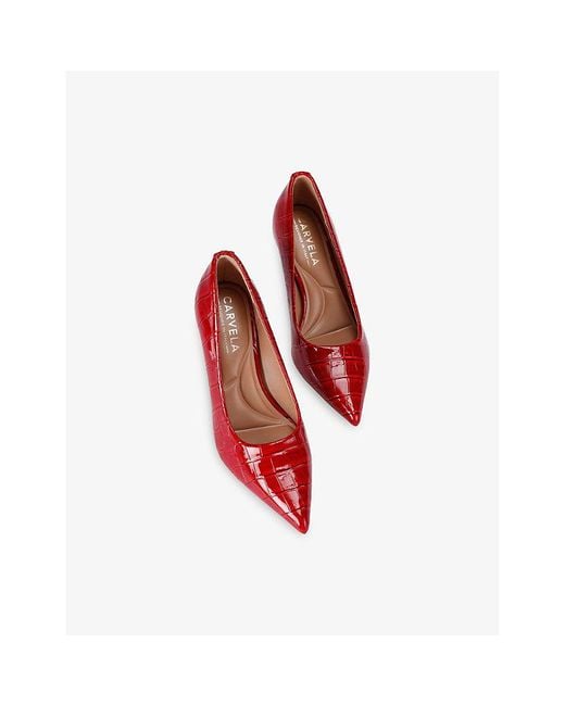 Carvela Kurt Geiger Red Corletta Heeled Faux-Leather Courts