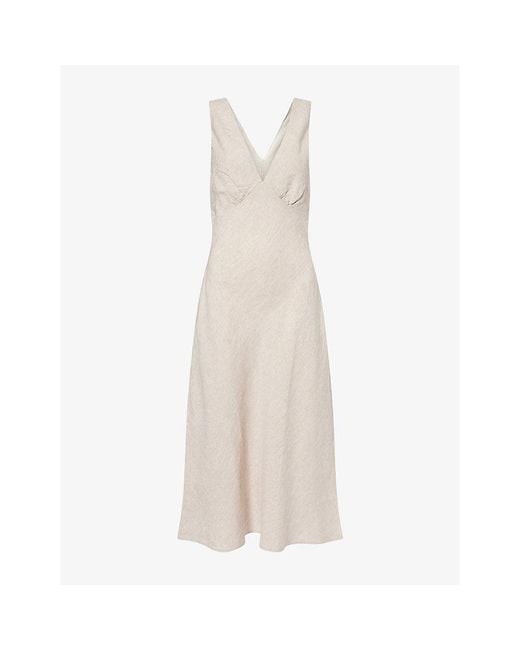 Rails White Avianna V-Neck Linen Midi Dress