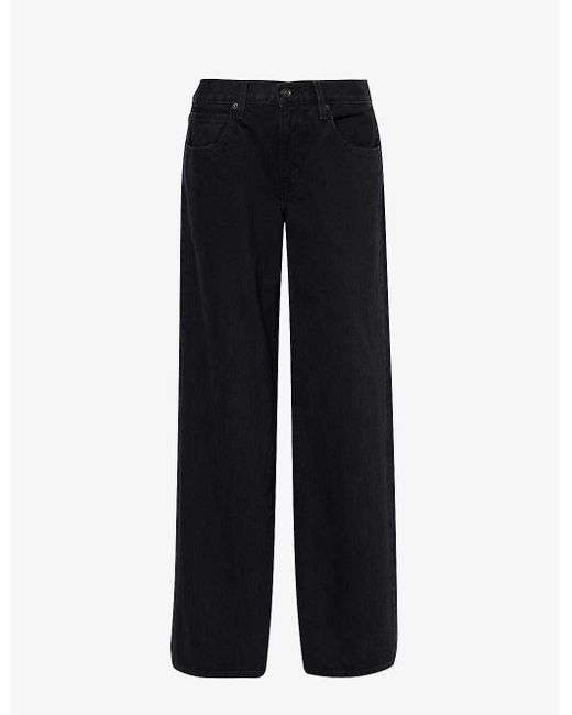 SLVRLAKE Denim Black Mica Wide-leg Mid-rise Jeans