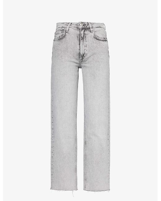 Rag & Bone Gray Harlow Straight-leg Mid-rise Stretch-denim Jeans