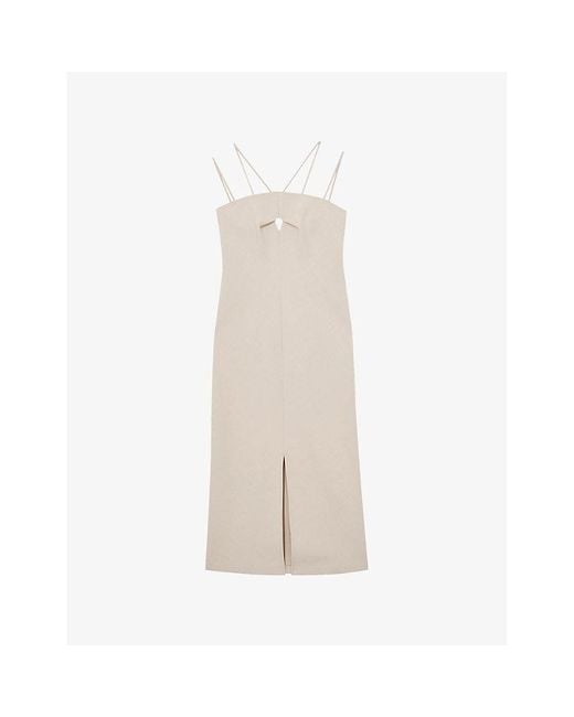 【海外限定】REISSドレス☆Juni Double strap Cut Out Midi Dres Reiss Juni Double-Strap Cut-Out Stretch-Woven Midi Dress in
