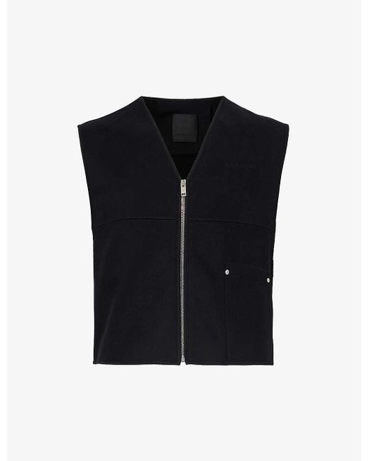Givenchy Black Brand-embroidered V-neck Cotton Vest for men
