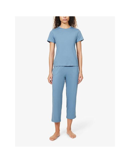 Skin Blue Carly Short-sleeved Cotton-jersey Pyjama Set