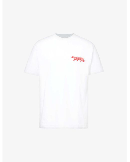 Carhartt White Rocky Brand-print Organic-cotton T-shirt X for men