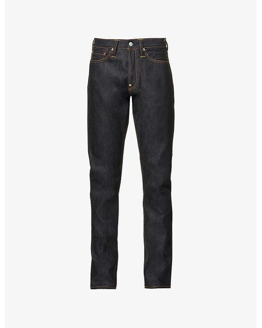 Evisu Seagull Logo-print Slim-fit Tapered-leg Jeans in Black for Men | Lyst