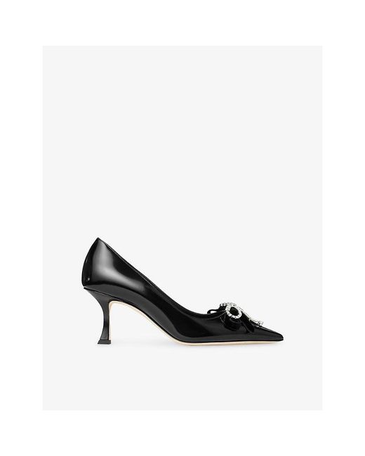 Jimmy Choo Black Auria 70 Spazzolato-Leather Courts
