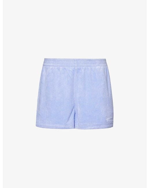 Juicy Couture Blue Perry Split-hem High-rise Bamboo-blend Shorts