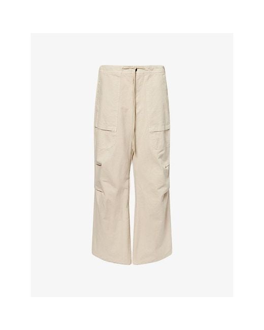 Entire studios Natural Barren Wide-Leg Cotton Cargo Trousers