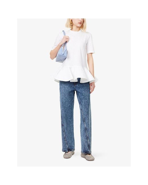 Alaïa Blue Twisted Straight-Leg Denim Jeans