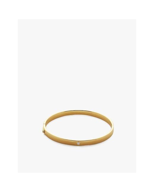 Monica Vinader Metallic Solitaire 18Ct-Plated Vermeil Sterling- And 0.015Ct Lab-Grown Diamond Bangle