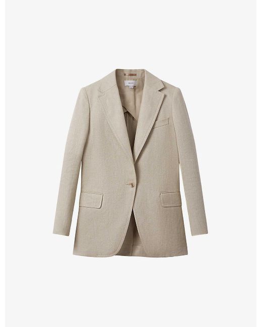 Reiss Natural Cassie Relaxed-fit Single-breasted Linen Blazer