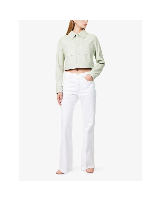 FRAME White Lax Flared-Leg Mid-Rise Jeans