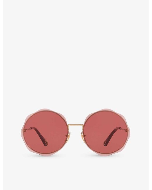Chloé Pink Ch0202s Metal Round Frame Sunglasses