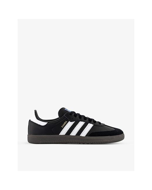 Adidas Black Samba Og Logo-Print Leather Low-Top Trainers for men