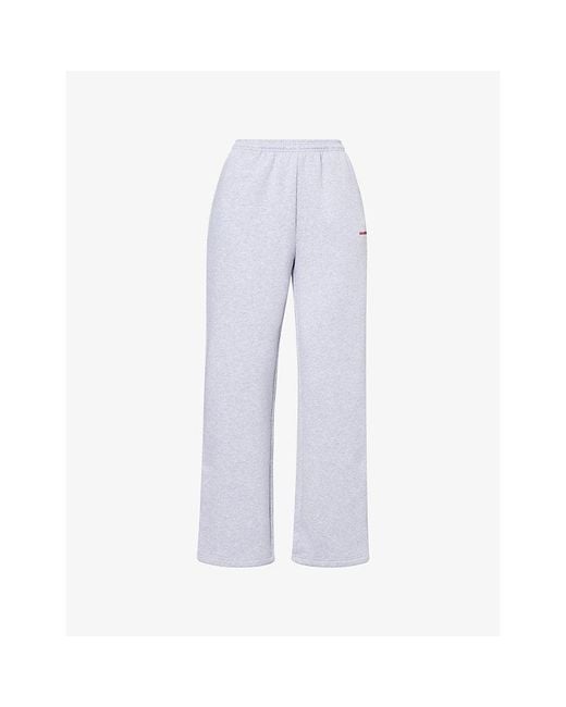 Sisters & Seekers Blue Brand-Print Wide-Leg Cotton-Blend Jogging Bottoms