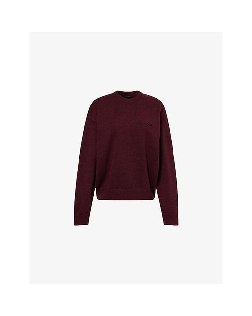 Ru & Rocka Red Brand-Embroidery Round-Neck Knitted Jumper