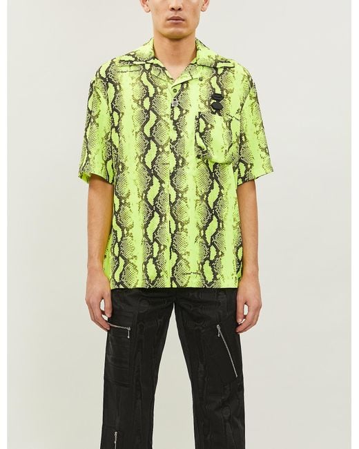 Off-White c/o Virgil Abloh Green Snakeskin-print Oversized Twill Shirt for men